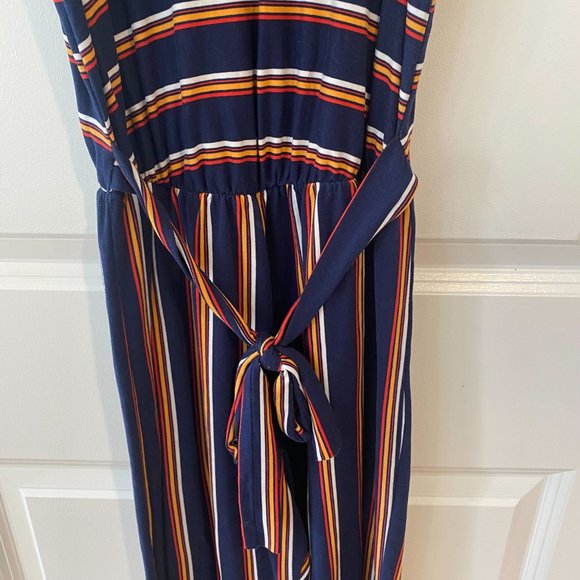 Caution‎ to the Wind Navy Striped Pants Romper - Size Small - Picture 4 of 5